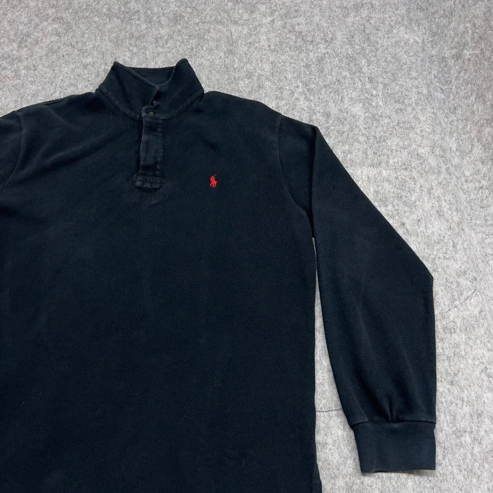 Polo Ralph Lauren Sweater Mens XL Blue Navy Quarter Button Preppy Pullover Pony